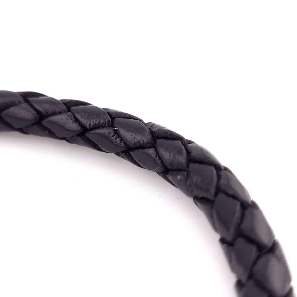 DAVID YURMAN Sterling Silver 925 Black Leather Chevron Woven Bracelet 8